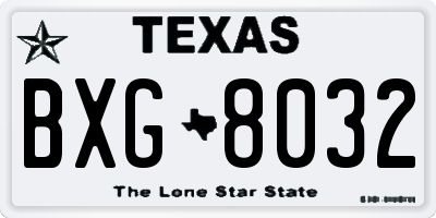 TX license plate BXG8032