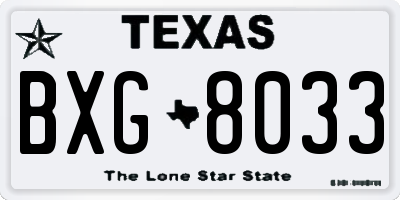 TX license plate BXG8033