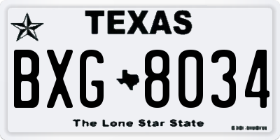 TX license plate BXG8034