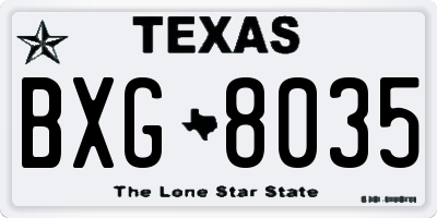 TX license plate BXG8035