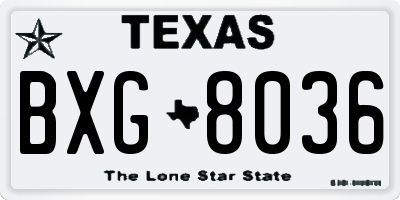 TX license plate BXG8036