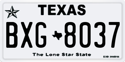 TX license plate BXG8037