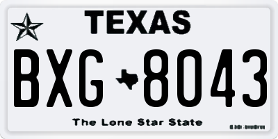 TX license plate BXG8043