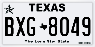 TX license plate BXG8049