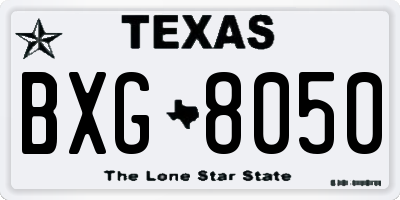 TX license plate BXG8050