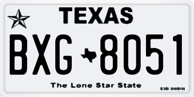 TX license plate BXG8051