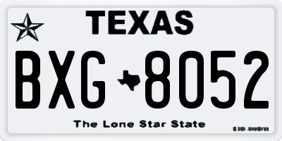 TX license plate BXG8052
