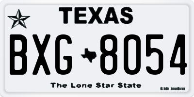 TX license plate BXG8054