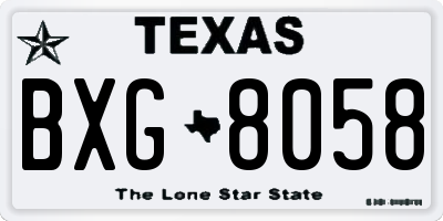 TX license plate BXG8058