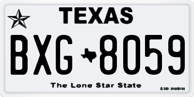 TX license plate BXG8059