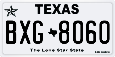 TX license plate BXG8060