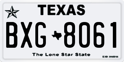 TX license plate BXG8061