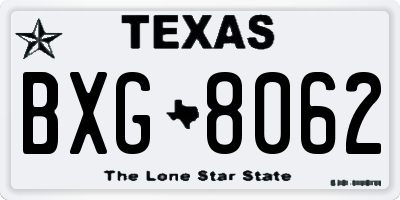 TX license plate BXG8062