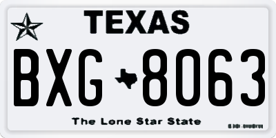 TX license plate BXG8063