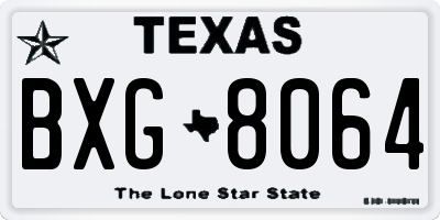 TX license plate BXG8064