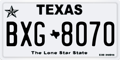 TX license plate BXG8070