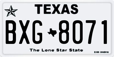 TX license plate BXG8071