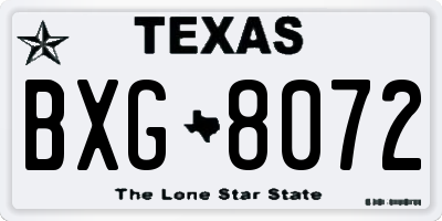 TX license plate BXG8072