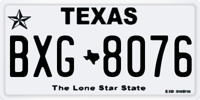 TX license plate BXG8076