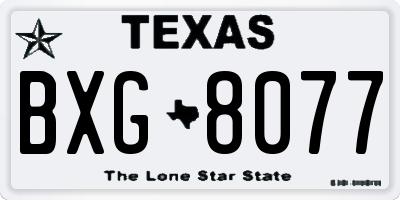 TX license plate BXG8077