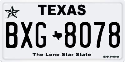 TX license plate BXG8078