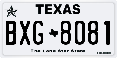 TX license plate BXG8081