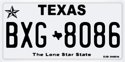 TX license plate BXG8086