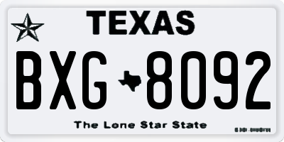 TX license plate BXG8092
