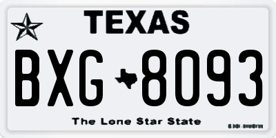 TX license plate BXG8093