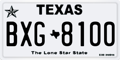 TX license plate BXG8100