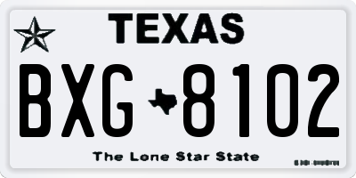 TX license plate BXG8102