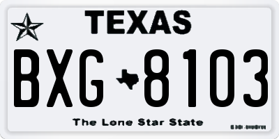 TX license plate BXG8103
