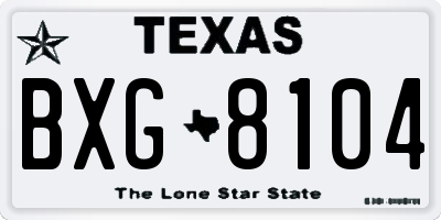 TX license plate BXG8104