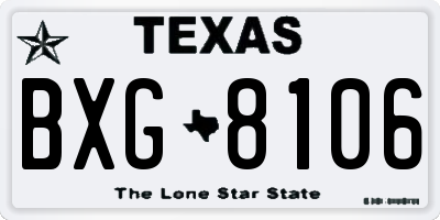 TX license plate BXG8106