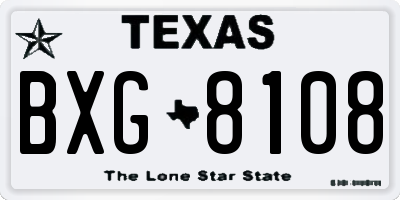 TX license plate BXG8108