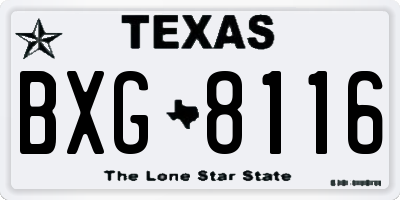 TX license plate BXG8116