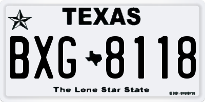 TX license plate BXG8118
