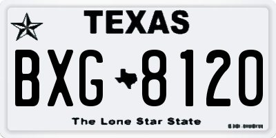 TX license plate BXG8120