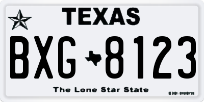 TX license plate BXG8123