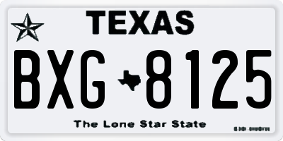 TX license plate BXG8125