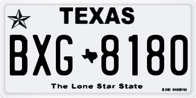 TX license plate BXG8180