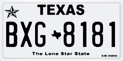 TX license plate BXG8181
