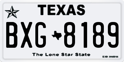 TX license plate BXG8189