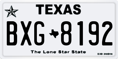 TX license plate BXG8192
