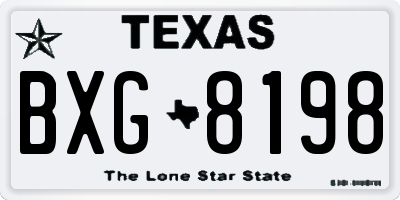 TX license plate BXG8198