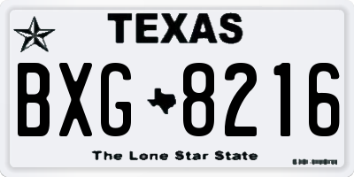 TX license plate BXG8216