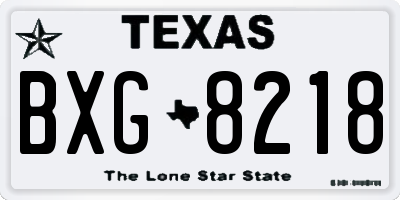 TX license plate BXG8218