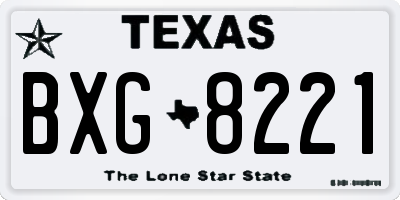 TX license plate BXG8221