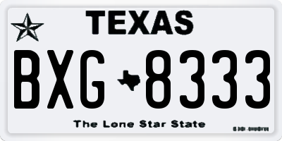 TX license plate BXG8333