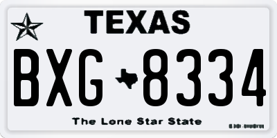 TX license plate BXG8334